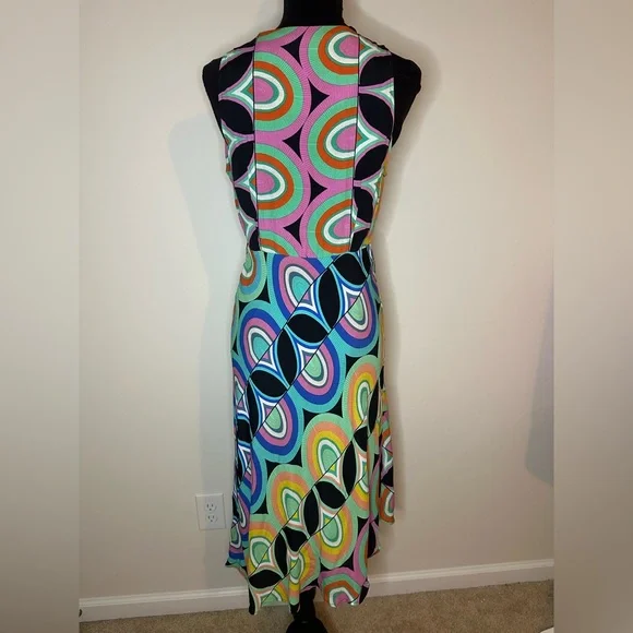 Anthropologie Kenzie Asymmetrical Dress- Groovy Multicolor- Retro Sz 8 NWT #785 - Picture 6 of 12